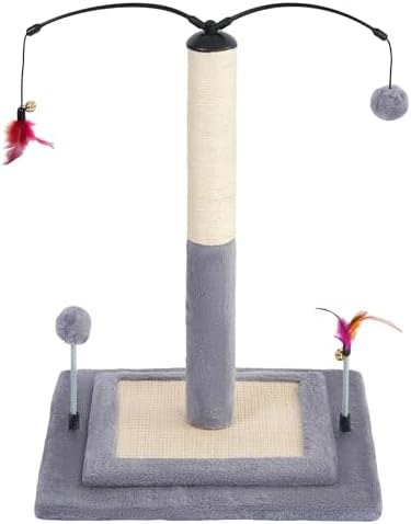 YUNIQUE Sisal Cat Scratching Post with Feather Toys