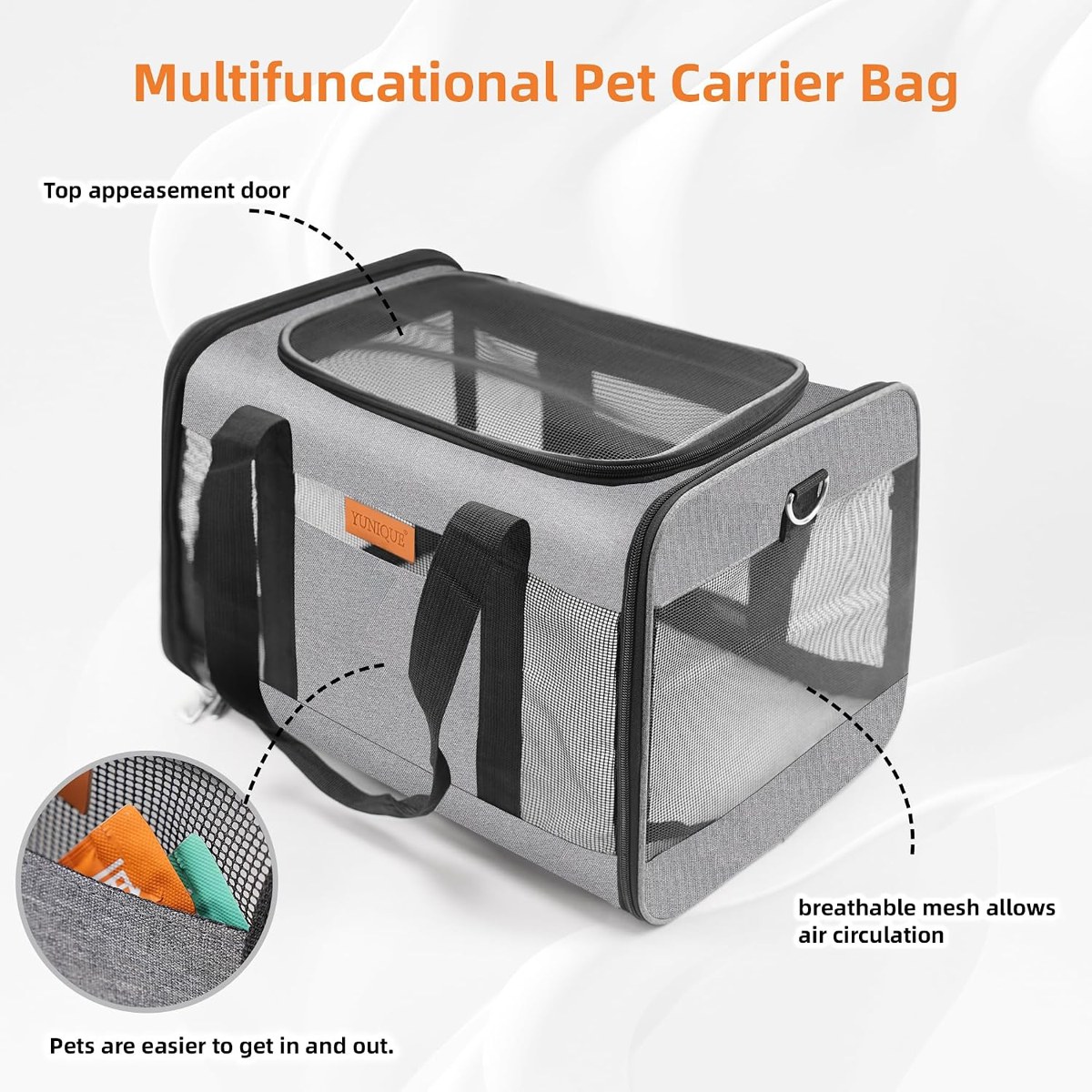 YUNIQUE Soft-Sided Cat and Dog Carrier, up to 15 lb detail