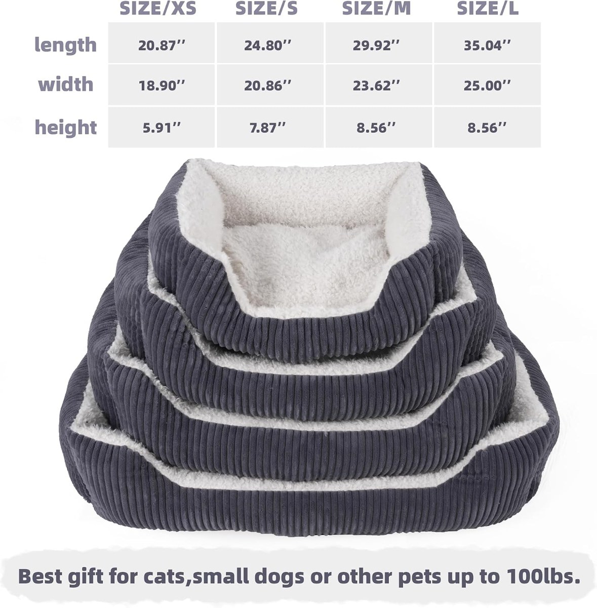 YUNIQUE Two-Tone Corduroy Bed for Large Dogs detail